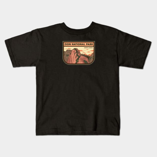 Angels Landing - Zion National Park Kids T-Shirt by Whimzy Arts